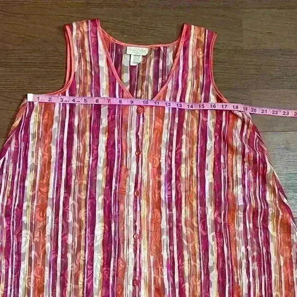 VTG 80s Inner Most Y2k Striped Colorful Psychedelic Top Night Shirt Lingerie M - Picture 4 of 6